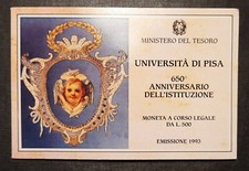 [NC] REPUBBLICA ITALIANA - 500 LIRE 650° UNIVERSITA PISA 1993