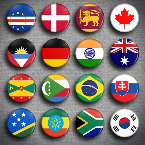 World flags pin badges inch - flags, 1