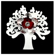 32448-rosso Bomboniere Calamita in legno albero della vita con fiore cristallo