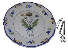 Piatto Antica Decorativa Decoro 1793 Ceramica Di Malicorne La Fam N24