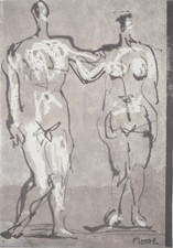 Henry MOORE: Gli Amanti - Litografia Firmata