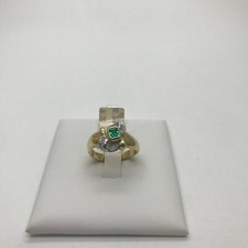 ANELLO da Donna fascia stretta con SMERALDO, diamanti e oro giallo 18 KT RE30