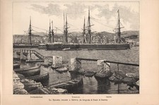 Stampa antica GENOVA velieri
