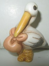 THUN Cicogna Bomboniera Battesimo Rosa Femminuccia Italy Ceramica RARO