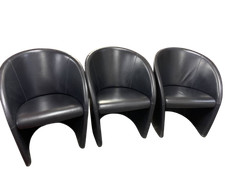 Serie di 3 poltrone in pelle