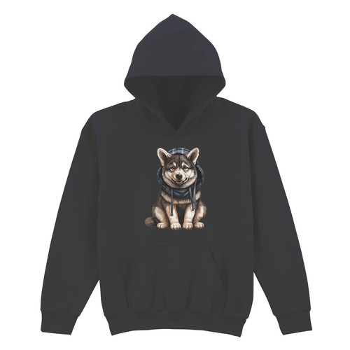 Felpa con cappuccio husky cane - con,