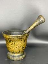 Antico Mortaio da Farmacia in Bronzo con Pestello - Fine '800/Primi '900