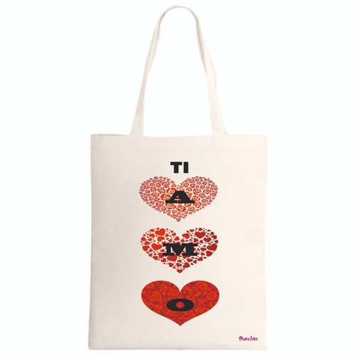Borsa poliestere ecru disegno - borsa,