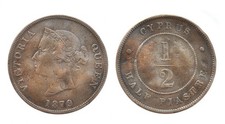 Cipro. Victoria. Mezzo Piastre 1879.