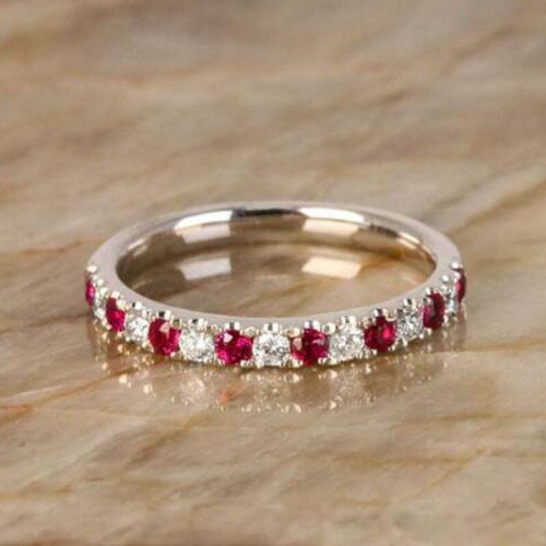 Anello fascia tondo rosa - a,