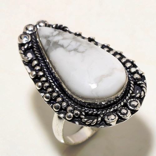 Anello howlite gemstone fatto - anello,