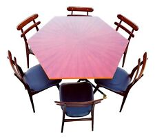 set dinner table tavolo design ignazio gardella + 6 sedie svedesi danesi anni 60