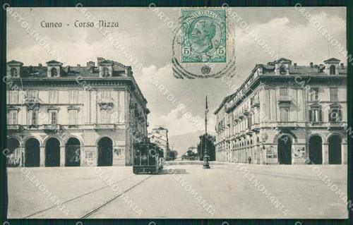 Cuneo città tram cartolina - città,