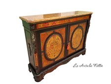Credenza Stile Napoleone III Anni ’60 con Piano in Marmo Giallo Siena - Boulle