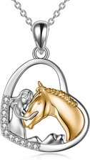Collana Con Ragazza E Cavallo per Ragazze Gioielli in Argento Sterling per Caval