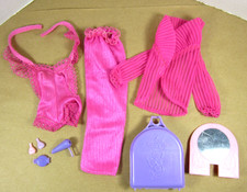 Beauty Secrets Barbie originale rosa vestito e accessori 9 pezzi vintage Mattel 1979