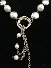 COLLANA FINTE PERLE e metallo, catena lunga e pendente con perle  - 41cm (A21)