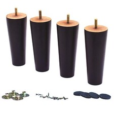 Set 4 Gambe Rotonde in Legno