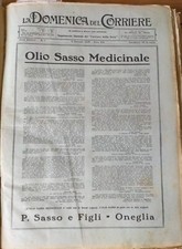 Grande PUBBLICITA' 1936 OLIO SASSO MEDICINALE  Oneglia 24x31cm Domenica Corriere