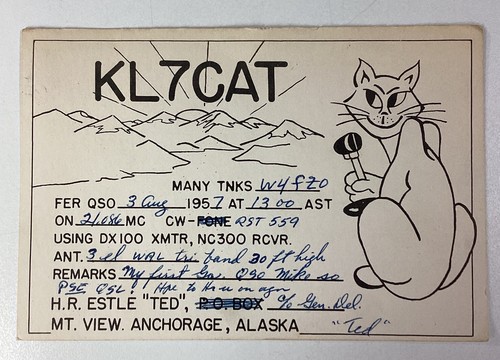 Alaska 1957 qsl card anchorage - qsl,