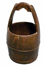 ANTICO CATINO SECCHIO PER ACQUA DEL POZZO IN LEGNO '900 originale porta tutto