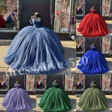 Abiti blu Quinceanera glitter