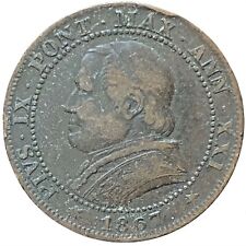 5 CENTESIMI 1 SOLDO 1867 R STATO PONTIFICIO MONETA PAPA PIO IX°