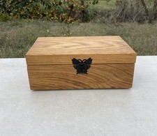 Scatola di legno fatta a mano,bauletto in legno di rovere , 32x19x12
