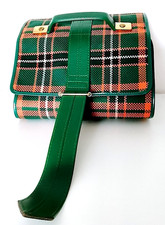 borsa porta libri a cinghia anni 70 tartan verde Futura Genova splendida