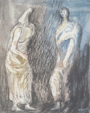 Henry MOORE : Le couple amoureux - Lithographie signée