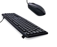 Tastiera e mouse cablati comodi silenziosi USB full size con cavo per PC/MAC nero