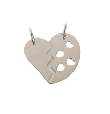 Ciondolo pendente cuore spezzato da dividere realizzato in oro bianco 18 kt 750