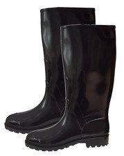 Stivali donna alti lunghi da lavoro in pvc gomma pioggia antiscivolo nero num 41