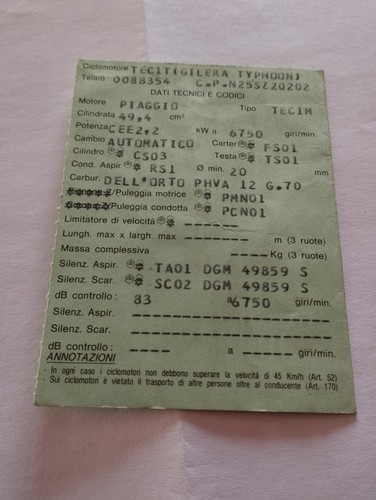 Gilera typoon libretto no - ,