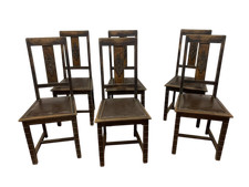 Gruppo di 6 anitche sedie sedute in cuoio inizi del 900 epoca Liberty