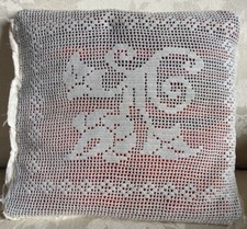 cuscino vintage con copricuscino ricamato dimensioni 40 cm. x 40 cm.