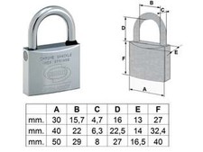 LUCCHETTO OTTONE CROMATO MARINO EUROMARINE ARCO NORMALE PL120- - mm.30 (PL120...
