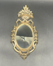 Quadro miniatura specchio ovale da muro cornice con corona dei fiori argentato