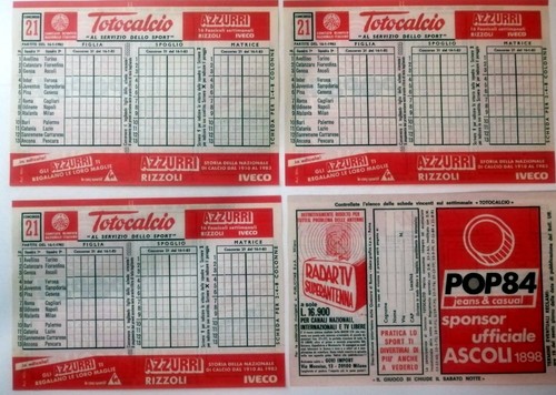 Schedine totocalcio 1983 - schedine,