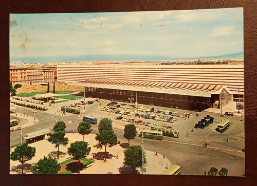 Cartolina roma stazione - roma,