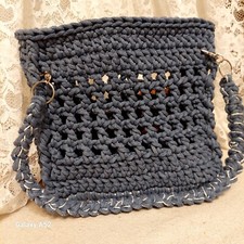 Borsa Borsetta Donna Ragazza 23x23x10Cm uncinetto  Estiva Celeste Jeans Handmade