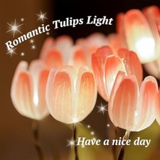 Lampada da tavolo luce notturna tulipano rosa con paralume in vetro e base in legno per bambine