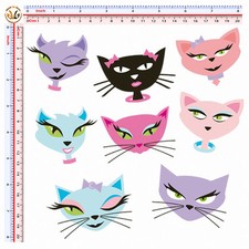 Gatti adesivi auto moto casco tuning helmet kit sticker cats print pvc 8 pz.