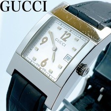 Orologio Gucci 7700M Data Quadrato Argento Uomo Swiss Made Acciaio Inox Lusso