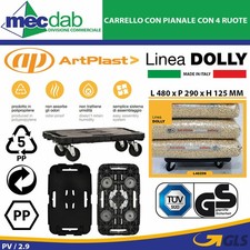 Carrello Con Pianale 4 Ruote P290 x L480 x H 125mm Portata Kg 300 Artplast Dolly