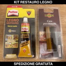 KIT RESTAURO MOBILI LEGNO CHIARO PATTEX + 2 STICK CERA PER RITOCCHI LIBERON