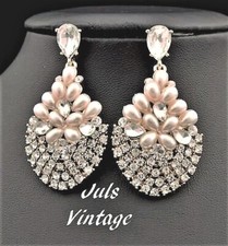 STUPENDI ORECCHINI '50 <PEACOCK> cm.5 PERLE COLTIVATE, BRILLANTI,LEGA ORO GIALLO