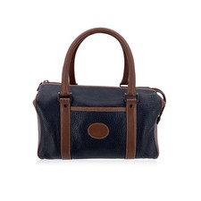 Autentica borsa a mano Gucci vintage in pelle marrone e nera Boston