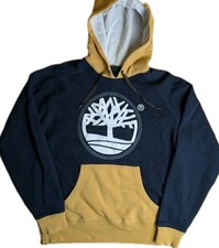 Vintage Timberland Pullover Felpa con Cappuccio Albero Logo Maglione Marrone/Nero - Uomo Medium M