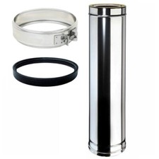 Canna fumaria coibentata tubo per stufa doppia parete 100 cm inox vari diametri